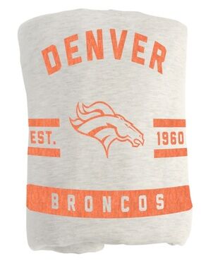 Denver Broncos Oatmeal Throw Blanket with Orange Logo